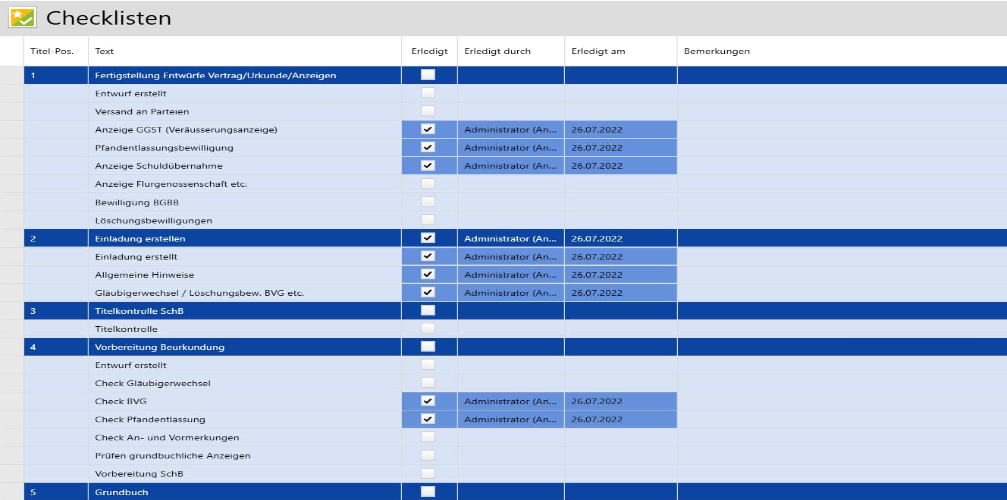 Notariatsmodul Checklisten